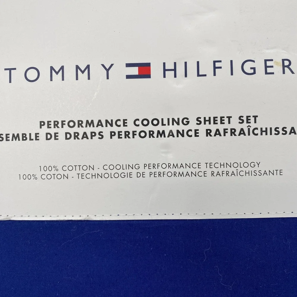Tommy Hilfiger Sheet Set Queen Royal Blue 100% Cotton Performance Cooling Modern